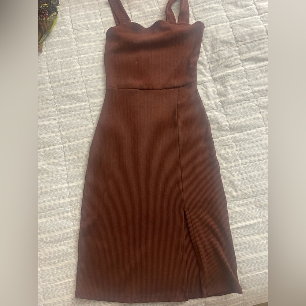 Chic Strapless Brown Dress